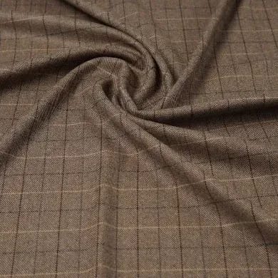Крупный план фактуры коричневой шерстяной ткани в клетку Glen Plaid