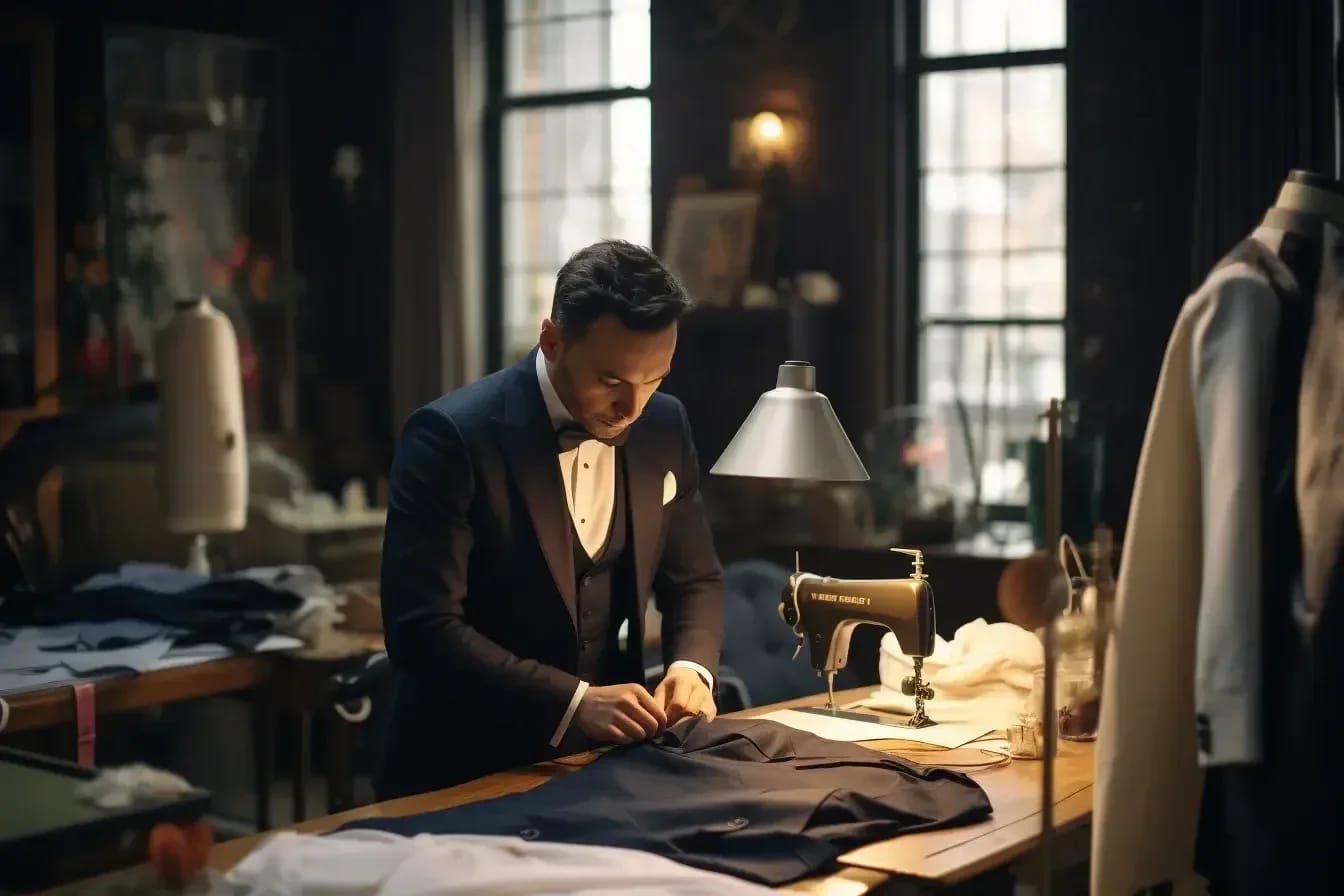 Портной за работой в ателье Gent's Atelier