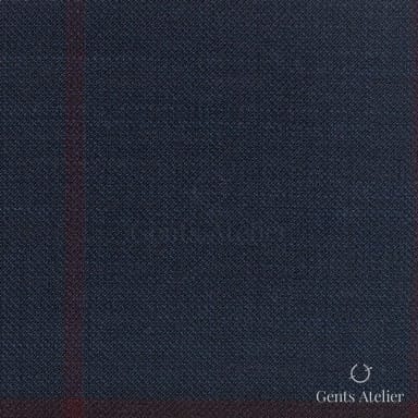 Костюмная ткань Marzoni 723 - 001 / 1200 — Тёмно-синий / Бордовый, меланж, 100% шерсть