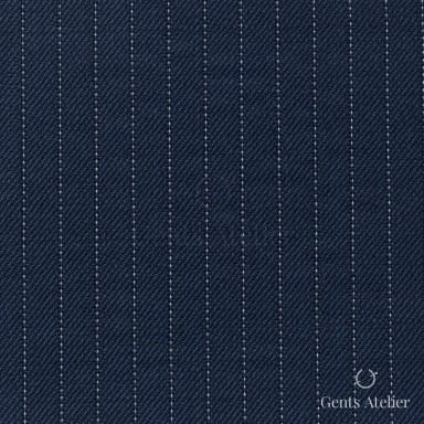 Костюмная ткань Marzoni 725 - 482 / 1400 — Тёмно-синий / Белый, полоса, 100% шерсть
