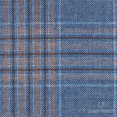 Костюмная ткань Marzoni 600 - 549 / 1000 — Синий / Tan, оконная клетка, 100% шерсть