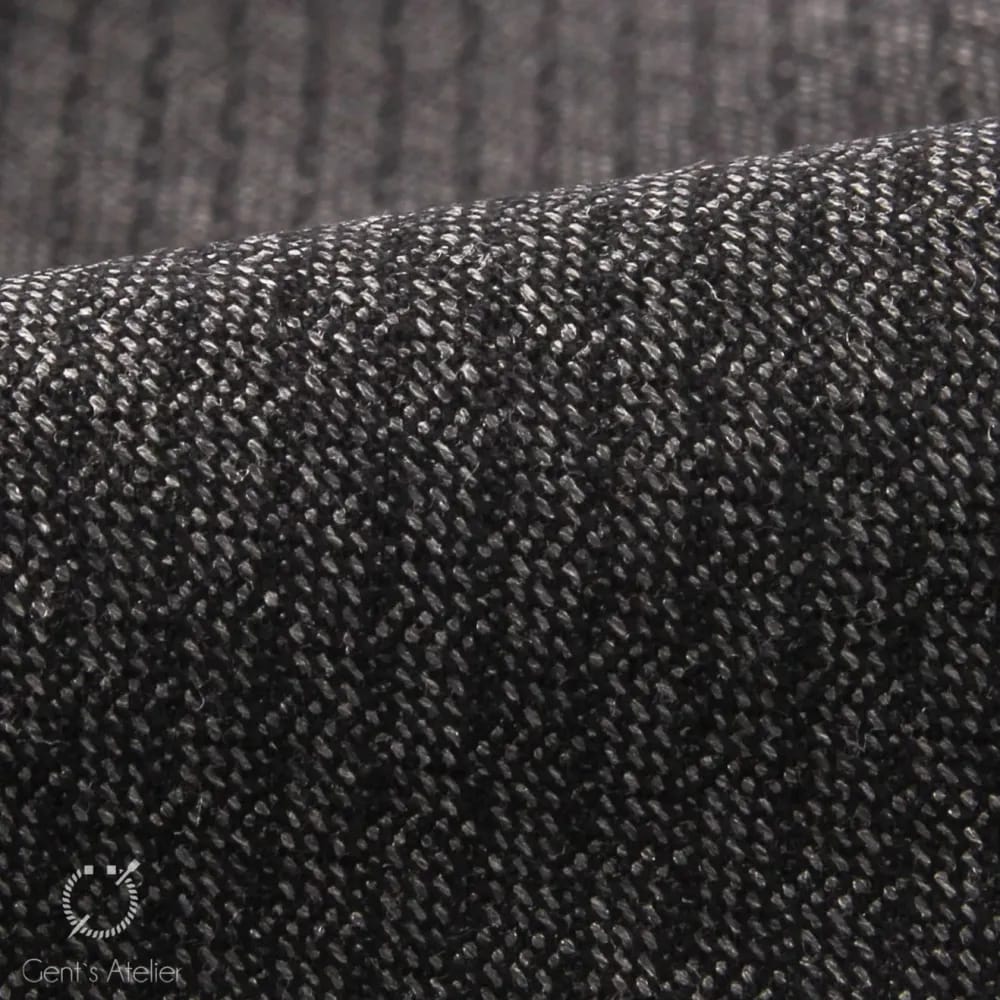 Крупный план ткани Scabal — тёмно-серая в полоску