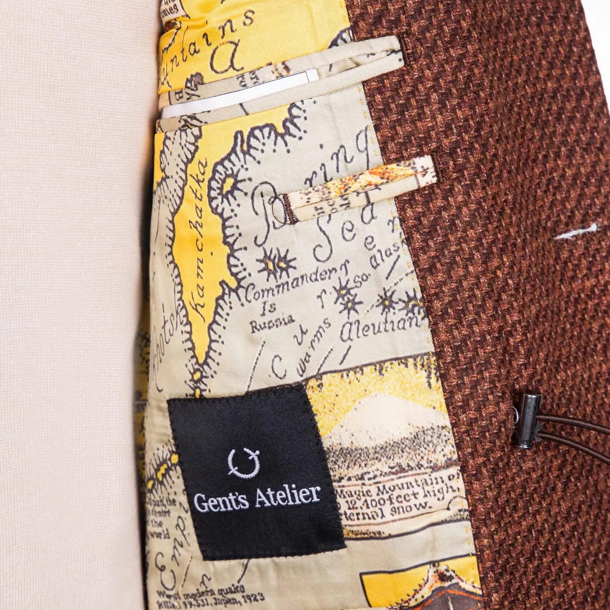 Подклад пиджака сафари с картой и биркой Gent’s Atelier