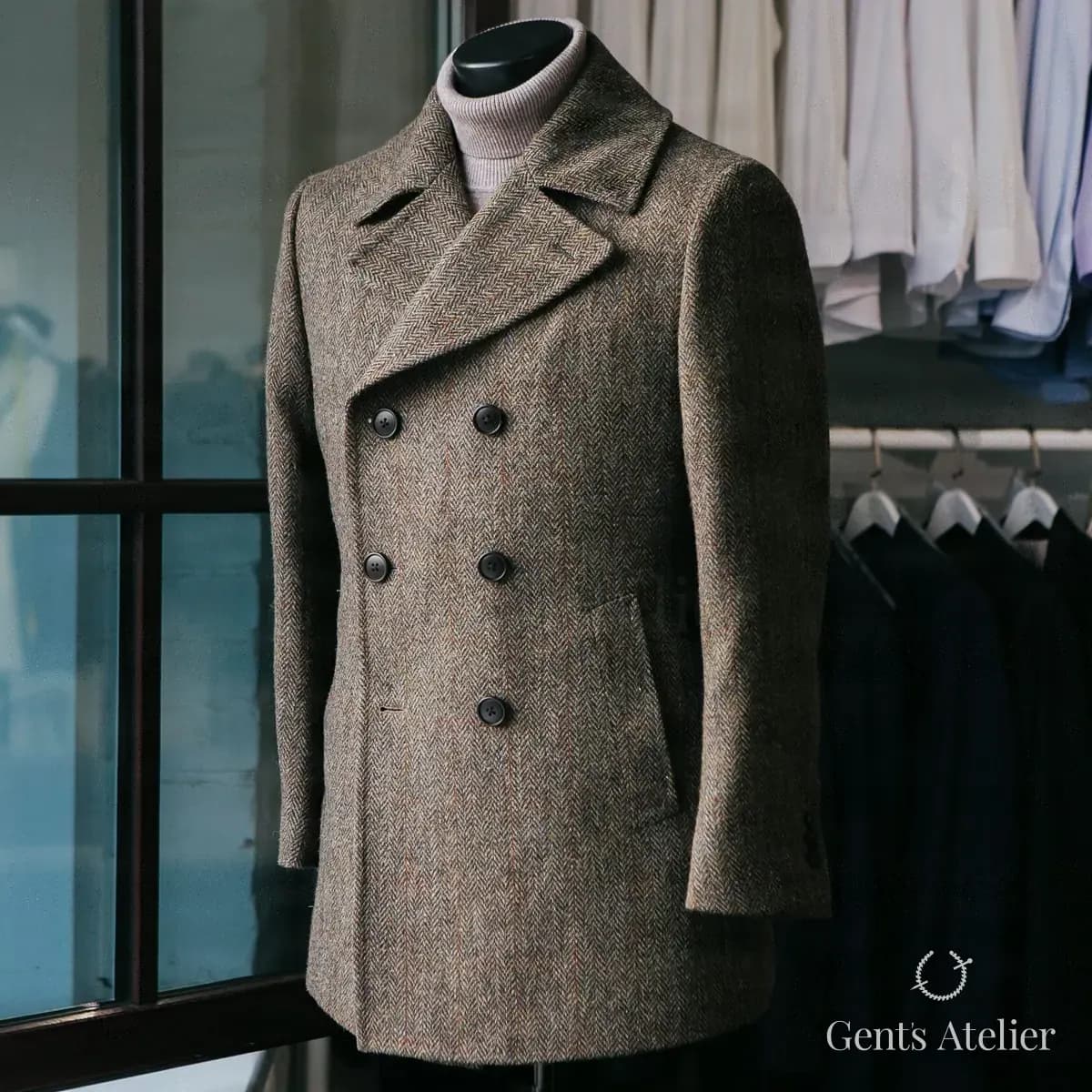 Твидовая шинель из ткани Harris Tweed