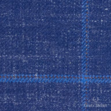 Костюм из Iniziare JX129 — синий меланж с клеткой, 78% Шерсть, 14% Лён, 5% Шёлк, 3% Эластан