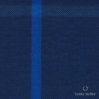 Костюм из Iniziare JX3744 — тёмно-синий с голубой полосой, 50% Шерсть, 50% Полиэстер