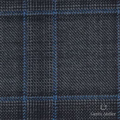 Костюм из Iniziare JX3756 — тёмно-серая клетка с синим, 72% Шерсть, 23% Полиэстер, 5% Лиоцелл