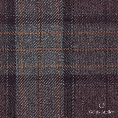 Костюм из Iniziare JX3759 — тёмно-бордово-серая клетка с оранжевым, 72% Шерсть, 23% Полиэстер, 5% Лиоцелл