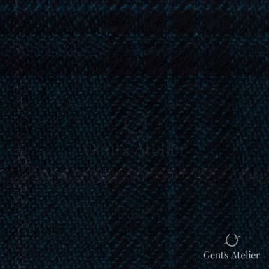 Костюмная ткань Marzoni 651 - 689 / 1500 — Оливковый / Чёрный, оконная клетка, 90% шерсть, 10% кашемир
