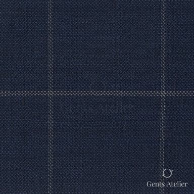 Костюмная ткань Marzoni 723 - 023 / 1200 — Тёмно-синий, оконная клетка, 100% шерсть