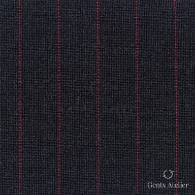 Костюмная ткань Marzoni 621 - 060 / 900 — Антрацит / Красный, полоса, 100% шерсть