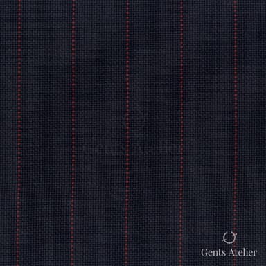 Костюмная ткань Marzoni 621 - 061 / 900 — Тёмно-синий / Красный, полоса, 100% шерсть