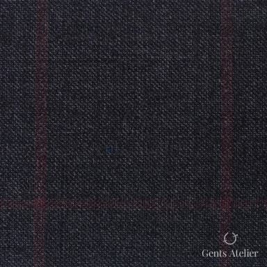 Костюмная ткань Marzoni 621 - 065 / 900 — Антрацит / Красный, оконная клетка, 100% шерсть