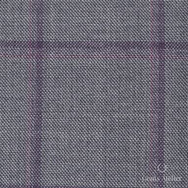 Костюмная ткань Marzoni 651 - 788 / 1000 — Светло-серый / Фиолетовый, оконная клетка, 100% шерсть