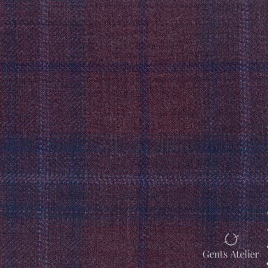Костюмная ткань Marzoni 600 - 293 / 900 — Bungundy / Синий, оконная клетка, 100% шерсть