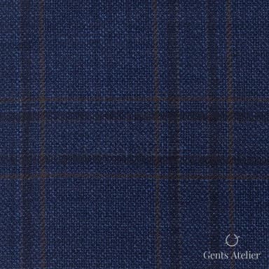 Костюмная ткань Marzoni 600 - 306 / 900 — Синий / Коричневый, оконная клетка, 100% шерсть
