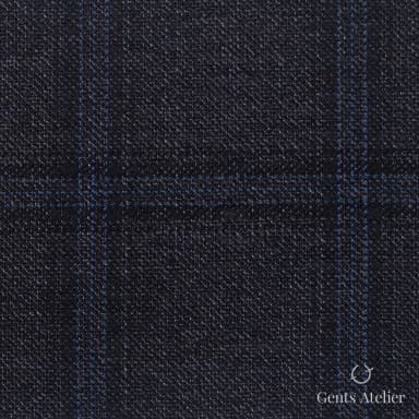 Костюмная ткань Marzoni 600 - 335 / 900 — Серый / Синий, оконная клетка, 100% шерсть