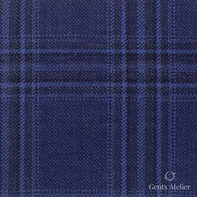 Костюмная ткань Marzoni 600 - 346 / 900 — Фиолетовый / Синий, оконная клетка, 100% шерсть