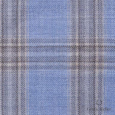 Костюмная ткань Marzoni 600 - 347 / 900 — Голубой / Тауп, клетка, 100% шерсть