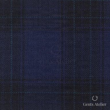 Костюмная ткань Marzoni 600 - 377 / 900 — Тёмно-синий, оконная клетка, 100% шерсть