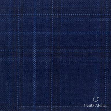Костюмная ткань Marzoni 600 - 420 / 900 — Синий, оконная клетка, 100% шерсть