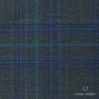 Костюмная ткань Marzoni 600 - 421 / 900 — Зелёный / Синий, оконная клетка, 100% шерсть