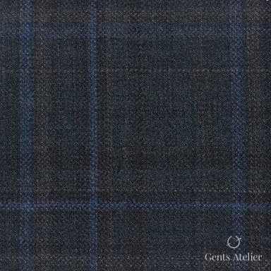 Костюмная ткань Marzoni 600 - 424 / 900 — Зелёный / Синий, оконная клетка, 100% шерсть