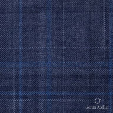 Костюмная ткань Marzoni 600 - 425 / 900 — Синий, оконная клетка, 100% шерсть