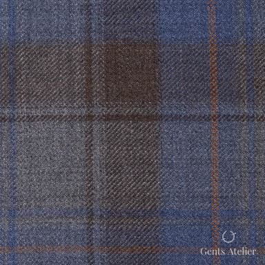 Костюмная ткань Marzoni 600 - 440 / 900 — Серый / Синий / Коричневый, клетка, 100% шерсть