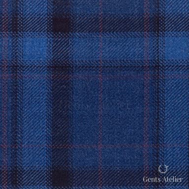 Костюмная ткань Marzoni 600 - 443 / 900 — Синий / Коричневый, клетка, 100% шерсть