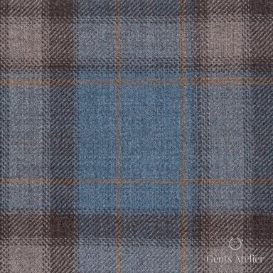 Костюмная ткань Marzoni 600 - 444 / 900 — Light Green / Коричневый, клетка, 100% шерсть