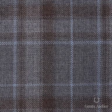 Костюмная ткань Marzoni 600 - 445 / 900 — Светло-серый / Коричневый, оконная клетка, 100% шерсть