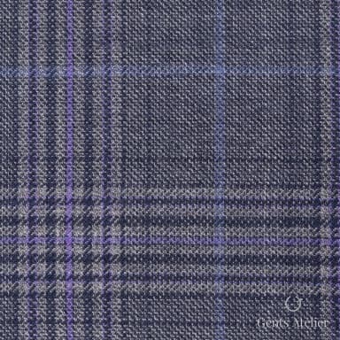 Костюмная ткань Marzoni 600 - 450 / 900 — Серый / Фиолетовый, клетка, 100% шерсть