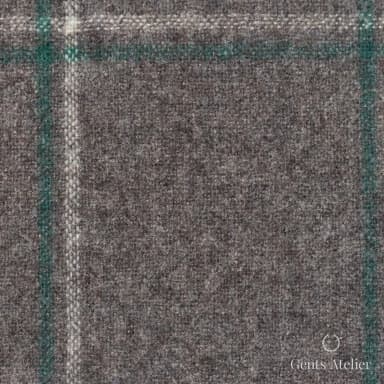 Костюмная ткань Marzoni 651 - 647 / 1200 — Тауп / Зелёный, оконная клетка, 100% шерсть