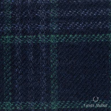 Костюмная ткань Marzoni 651 - 674 / 1200 — Синий / Зелёный, клетка, 90% шерсть, 10% кашемир