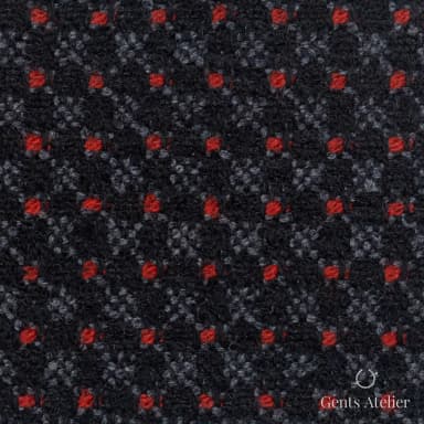 Костюмная ткань Marzoni 665 - 108 / 1200 — Чёрный / Красный, клетка, 89% шерсть, 10% polyamid, 1% эластан