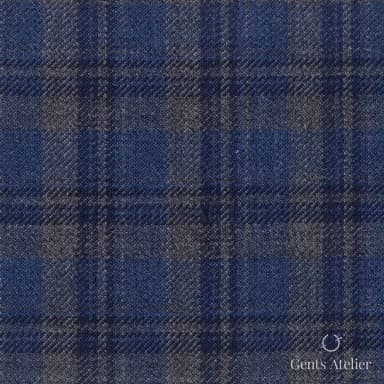 Костюмная ткань Marzoni 600 - 382 / 900 — Синий / Серый, в клетку, 100% шерсть
