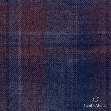 Костюмная ткань Marzoni 600 - 458 / 900 — Тёмно-синий / Бордовый, в клетку, 100% шерсть