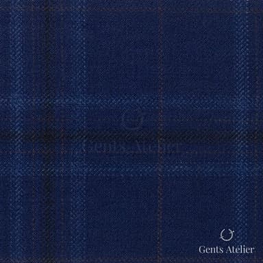 Костюмная ткань Marzoni 600 - 465 / 1000 — Тёмно-синий / Коричневый, виндоупейн, 100% шерсть