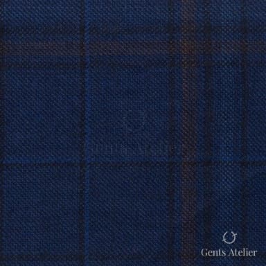 Костюмная ткань Marzoni 600 - 475 / 1000 — Тёмно-синий / Коричневый, в клетку, 100% шерсть