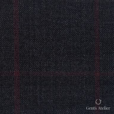 Костюмная ткань Marzoni 621 - 065 / 900 — Тёмно-серый / Красный, виндоупейн, 100% шерсть