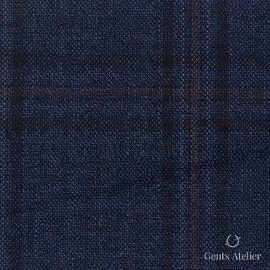 Костюмная ткань Marzoni 651 - 756 / 1200 — Синий / Коричневый, в клетку, 100% шерсть