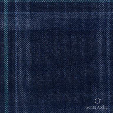Костюмная ткань Marzoni 651 - 697 / 1000 — Синий / Teal, оконная клетка, 100% шерсть