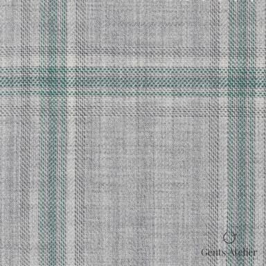 Костюмная ткань Marzoni 651 - 708 / 1200 — Серый / Teal, оконная клетка, 100% шерсть