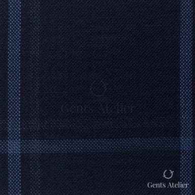 Костюмная ткань Marzoni 651 - 713 / 1200 — Синий, оконная клетка, 100% шерсть