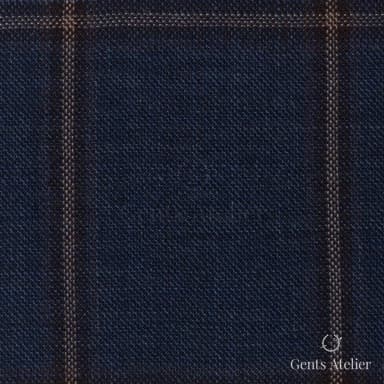 Костюмная ткань Marzoni 651 - 743 / 1200 — Синий / Коричневый, оконная клетка, 100% шерсть