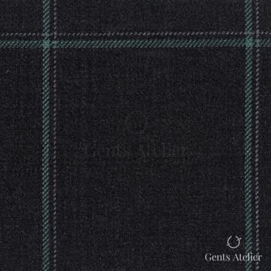 Костюмная ткань Marzoni 651 - 748 / 1200 — Серый / Зелёный, оконная клетка, 100% шерсть