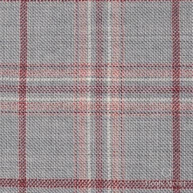 Костюмная ткань Marzoni 651 - 769 / 1200 — Светло-серый / Красный, оконная клетка, 100% шерсть