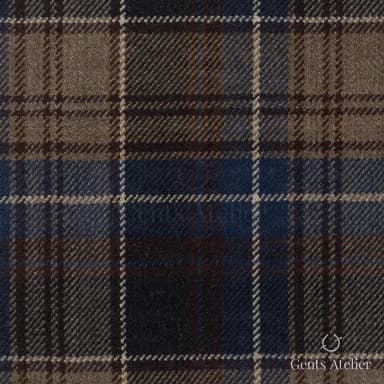 Костюмная ткань Marzoni 655 - 506 / 1200 — Коричневый / Синий, клетка, 100% шерсть