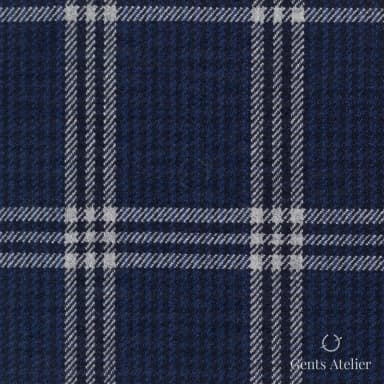 Костюмная ткань Marzoni 655 - 507 / 1200 — Тёмно-синий / Белый, клетка, 100% шерсть